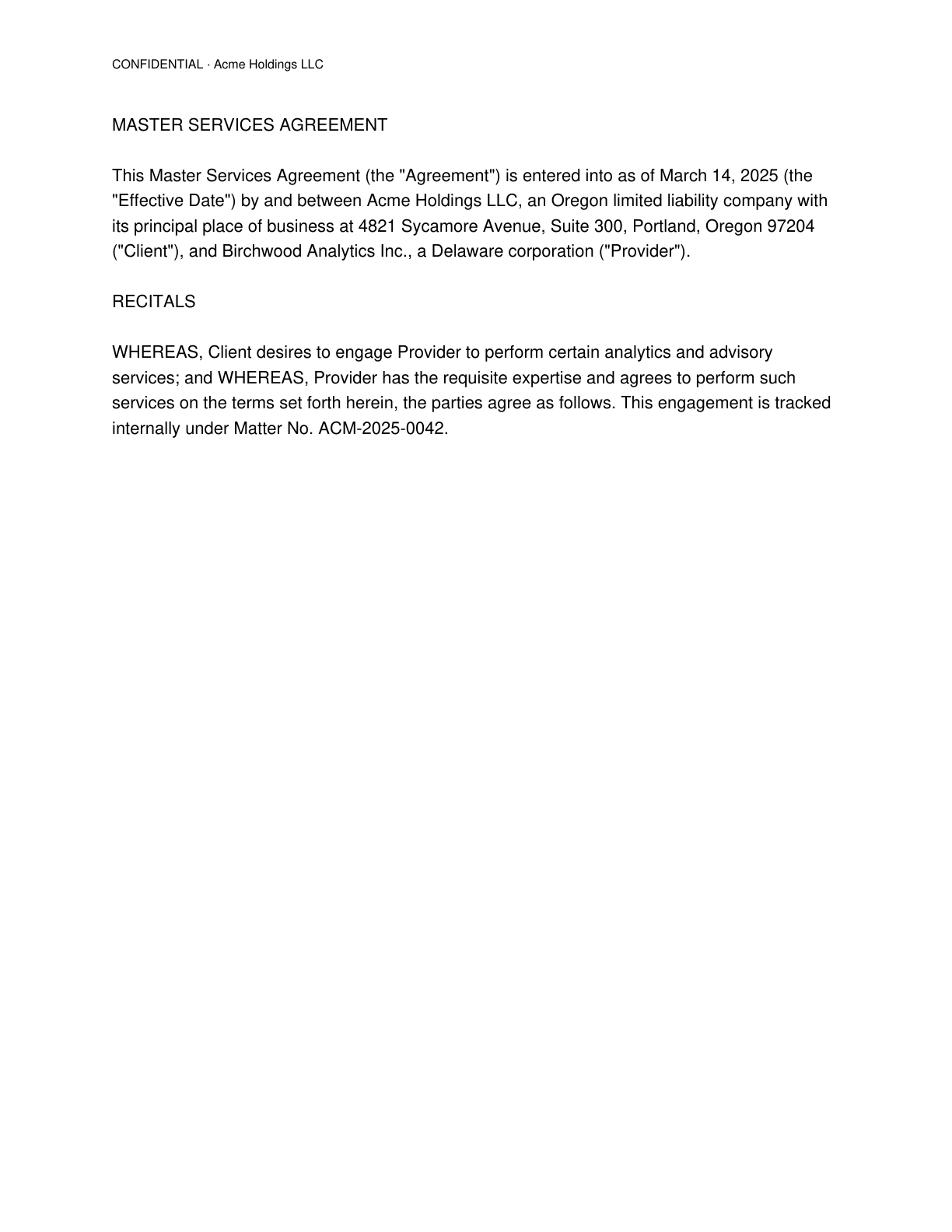Original contract page with names, addresses and amounts visible